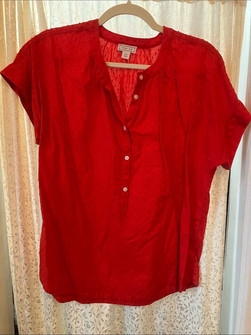 🌺 4 for 20.00 textured cotton blouse in coral xs